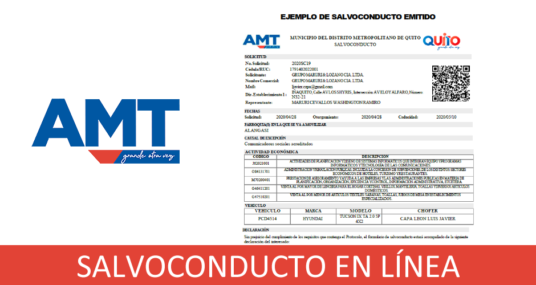 Salvoconducto Vehículos Quito 2020 AMT