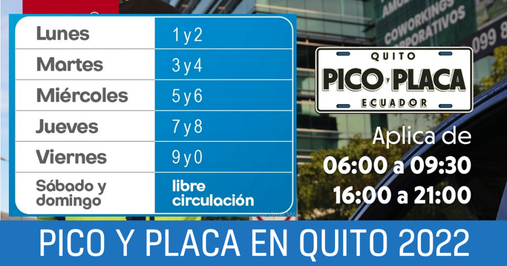 Pico y Placa en Quito - Horarios Placas 2022